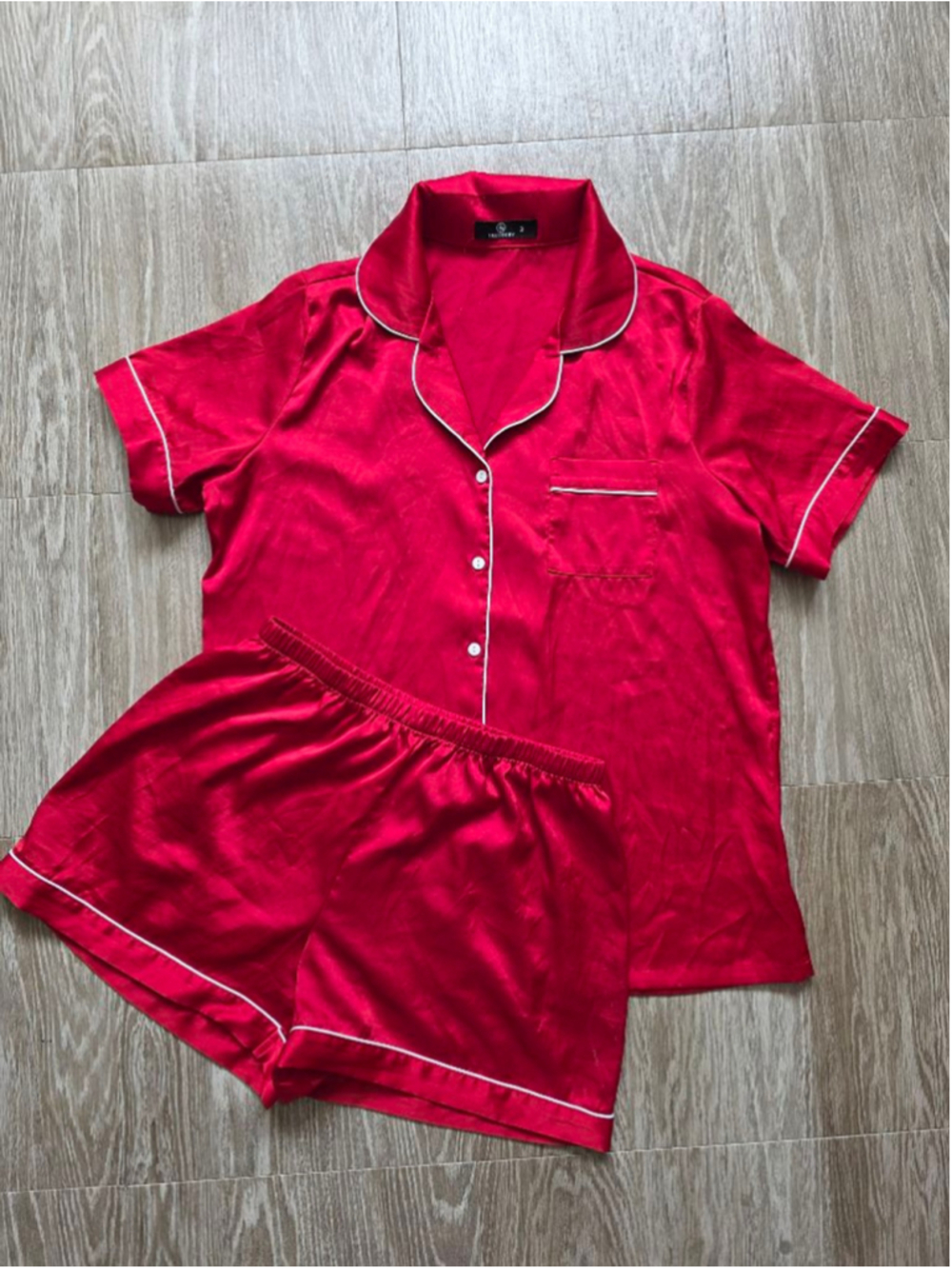 Women's LILLUSORY Red & White Satin Pajama Set M